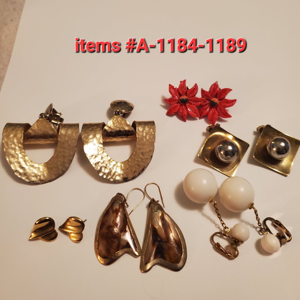 6 Pair Of Earrings, Items # A- 1184-1189, Wt. 82. Grams.